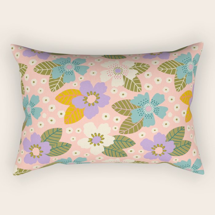 Joyful Bloom - Peach Rectangular Pillow Gallery Image 2