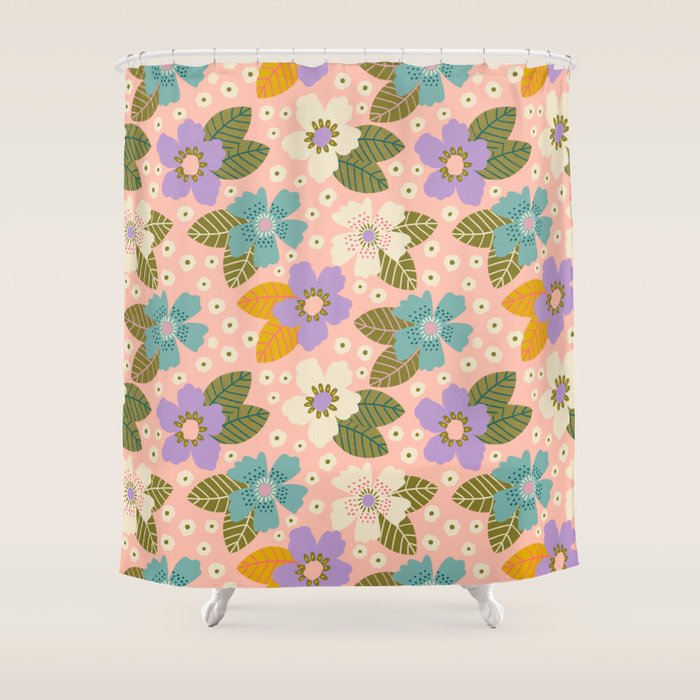 Joyful Bloom - Peach Shower Curtain Gallery Image 1