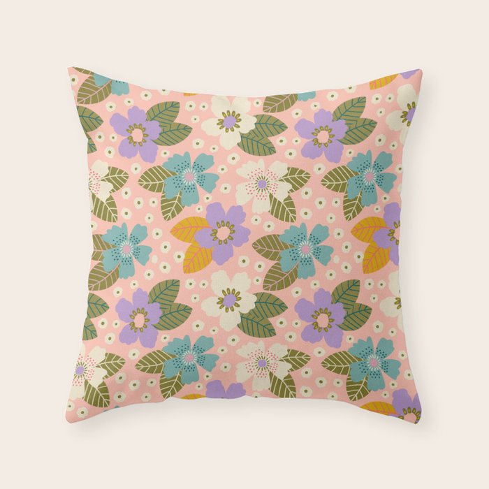 Joyful Bloom - Peach Throw Pillow Gallery Image 6