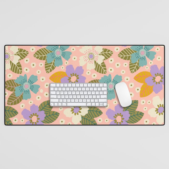 Joyful Bloom - Peach Desk Mat Gallery Image 1