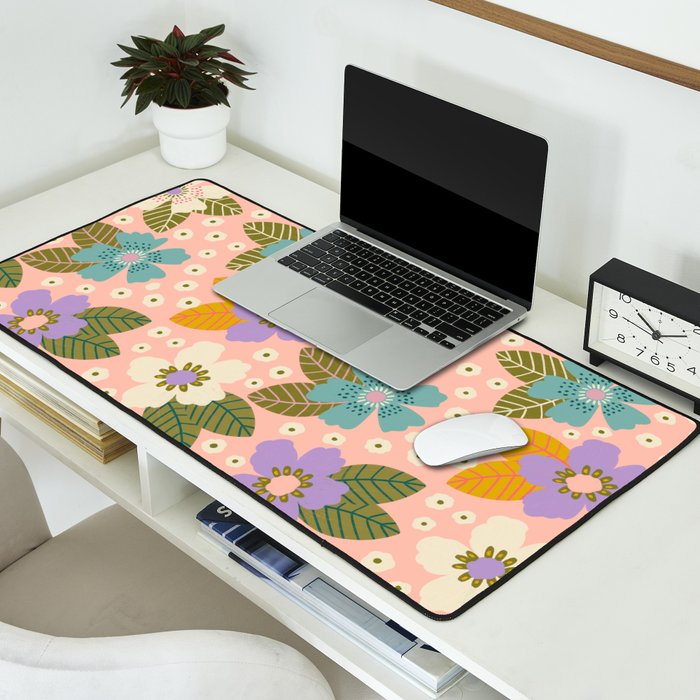 Joyful Bloom - Peach Desk Mat Gallery Image 2