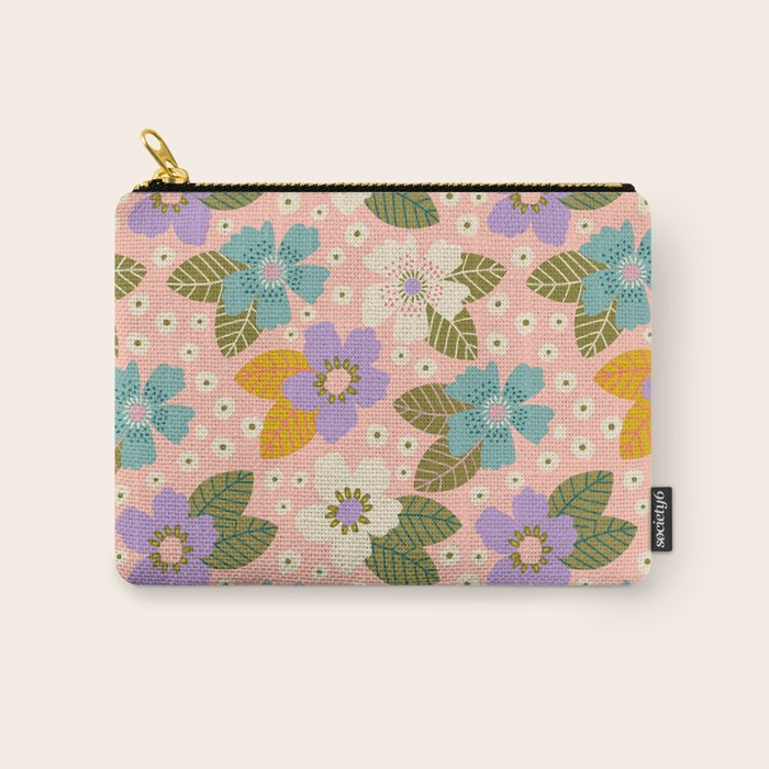 Joyful Bloom - Peach Carry All Pouch