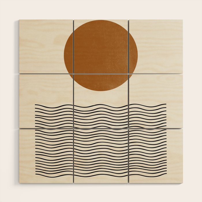 Abstract Landscape, Gold Sun Wood Wall Art Gallery Image 1