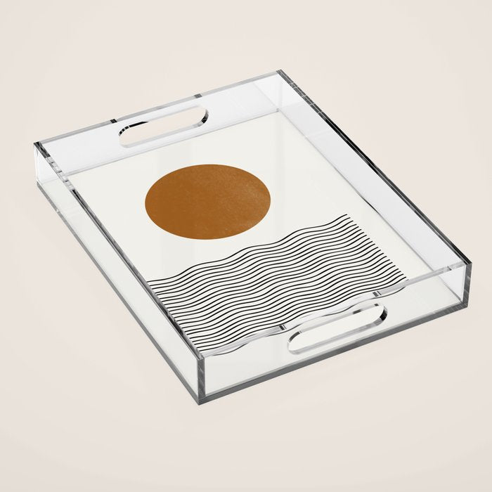 Abstract Landscape, Gold Sun Acrylic Tray Gallery Image 1