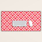 Red love heart checkered pattern Desk Mat Gallery Image 1