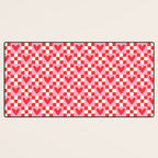 Red love heart checkered pattern Desk Mat Gallery Image 3