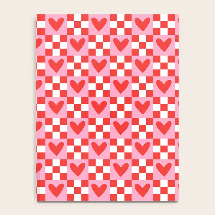 Red love heart checkered pattern Notebook Gallery Image 4