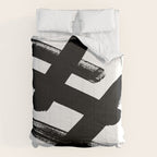 X Black & White Minimalist Abstract Mid century Ink Art Dark Brush Strokes Comforter Gallery Image 6