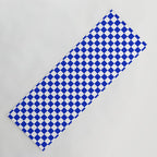 Cobalt Blue and White Checkerboard Pattern Yoga Mat Gallery Image 1