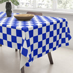 Cobalt Blue and White Checkerboard Pattern Tablecloth Gallery Image 3