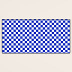 Cobalt Blue and White Checkerboard Pattern Desk Mat Gallery Image 3