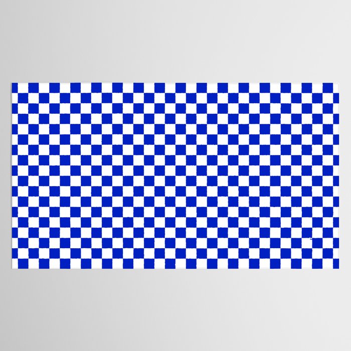 Cobalt Blue and White Checkerboard Pattern Tablecloth Gallery Image 2