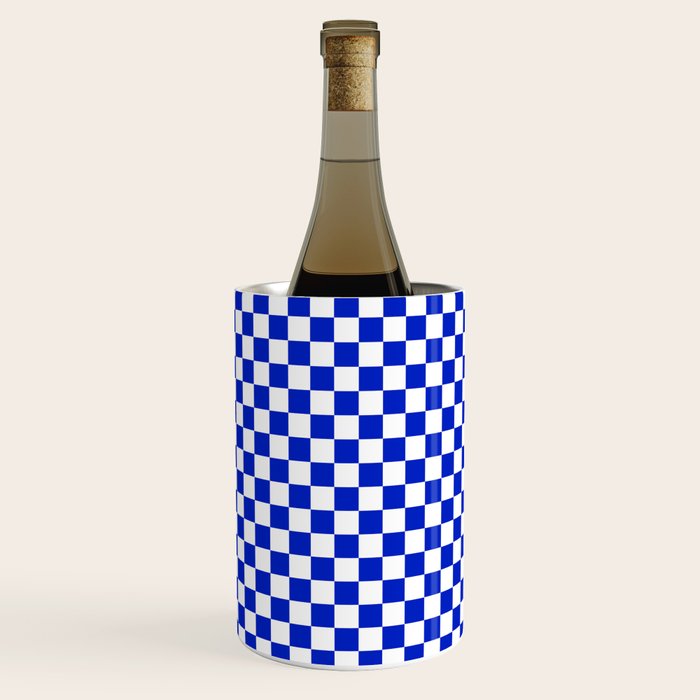 Cobalt Blue and White Checkerboard Pattern Wine Chiller Gallery Image 2