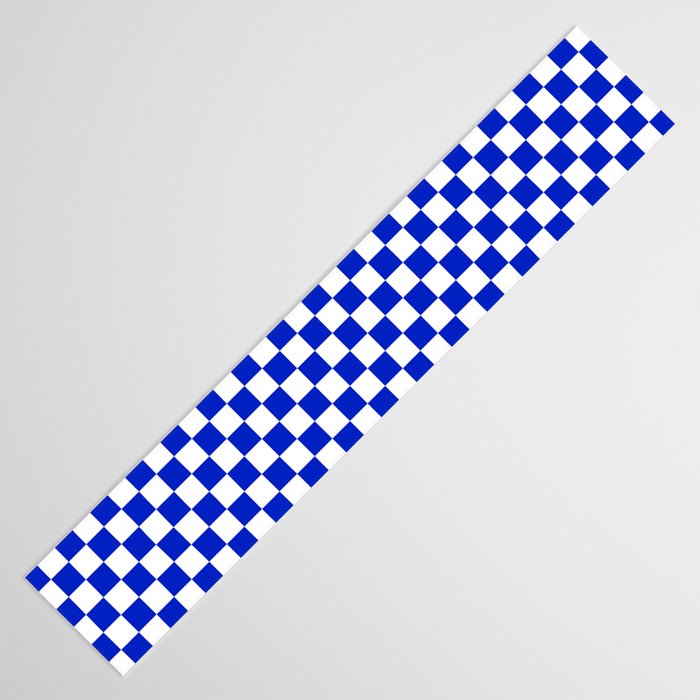 Cobalt Blue and White Checkerboard Pattern Table Runner Gallery Image 3