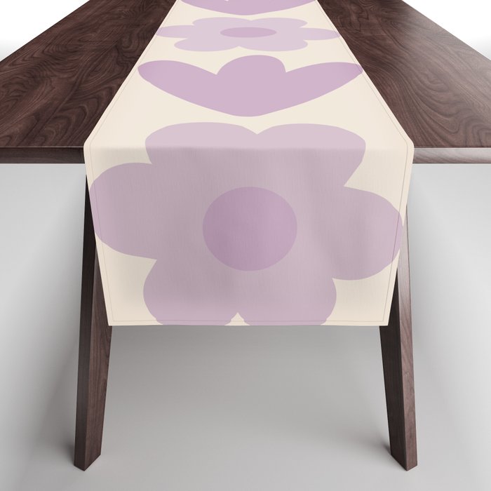Natural Miscellany Scandi Retro Modern Pattern in Lilac and Cream  Table Runner Gallery Image 1