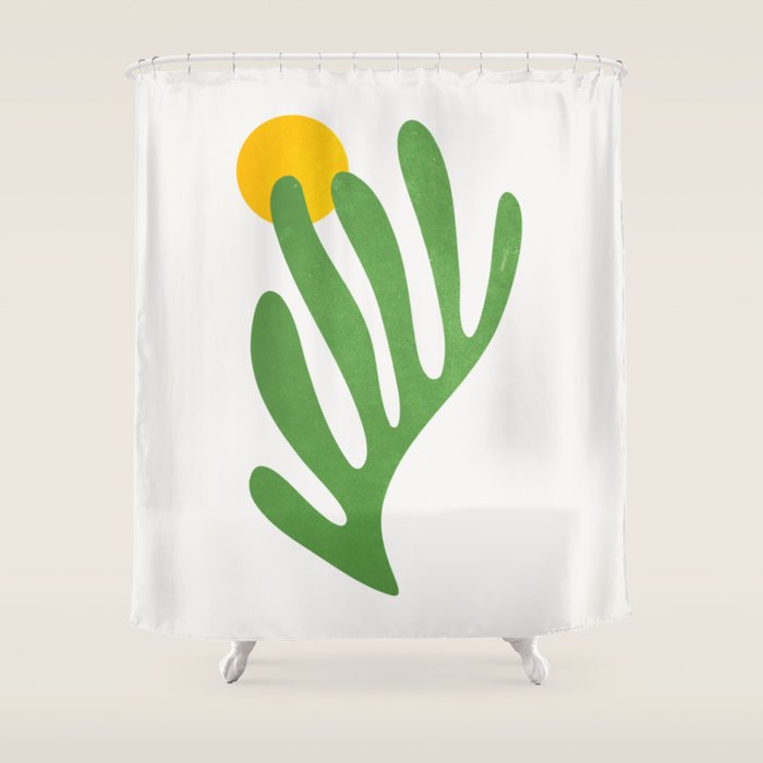 Green Leaf & Sun: Matisse Edition | Mid Century Series Shower Curtain Gallery Image 1