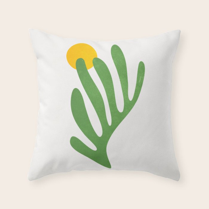 Green Leaf & Sun: Matisse Edition | Mid Century Series Throw Pillow Gallery Image 6