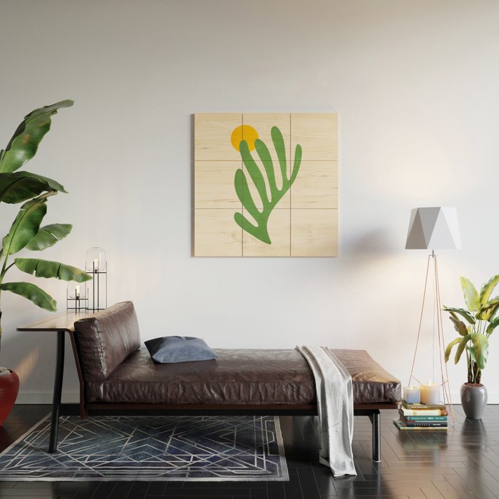 Green Leaf & Sun: Matisse Edition | Mid Century Series Wood Wall Art Gallery Image 2