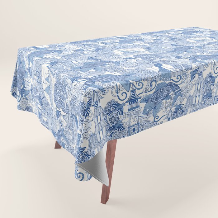 chinoiserie toile blue Tablecloth Gallery Image 1