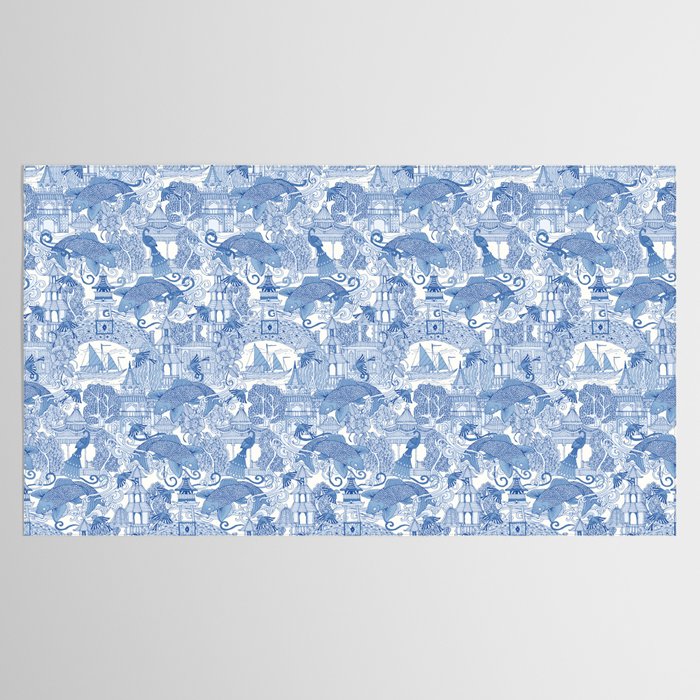 chinoiserie toile blue Tablecloth Gallery Image 2
