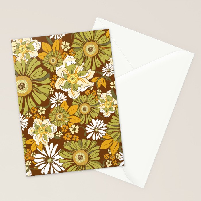 70s Retro Flower Power boho pattern Stationery Card Gallery Image 2