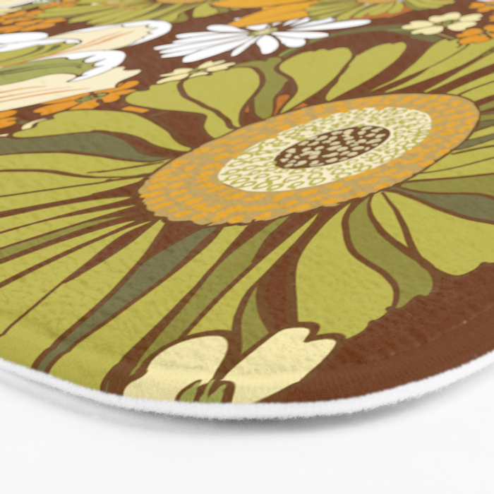 70s Retro Flower Power boho pattern Bath Mat Gallery Image 3