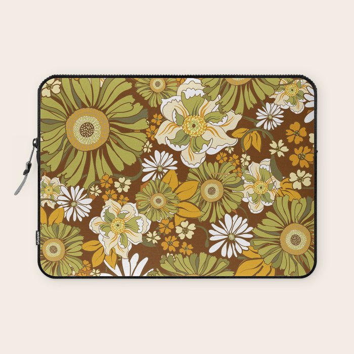 70s Retro Flower Power boho pattern Laptop Sleeve Gallery Image 1