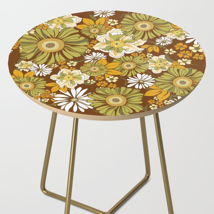 70s Retro Flower Power boho pattern Side Table Gallery Image 2