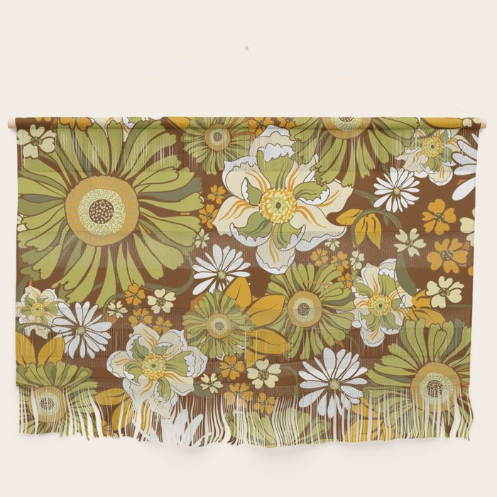 70s Retro Flower Power boho pattern Wall Hanging Gallery Image 1