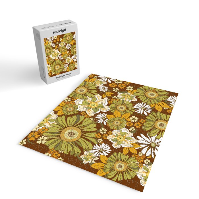 70s Retro Flower Power boho pattern Jigsaw Puzzle Gallery Image 2