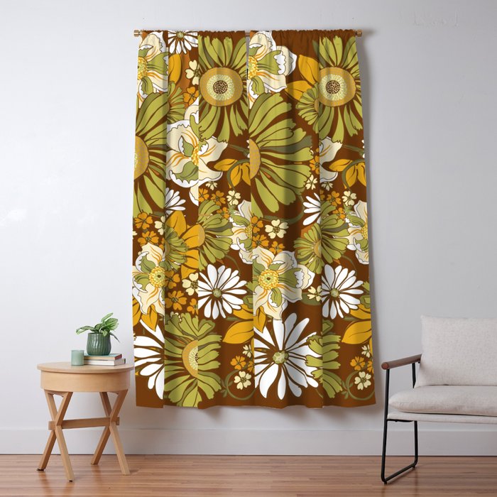 70s Retro Flower Power boho pattern Window Curtain Gallery Image 5