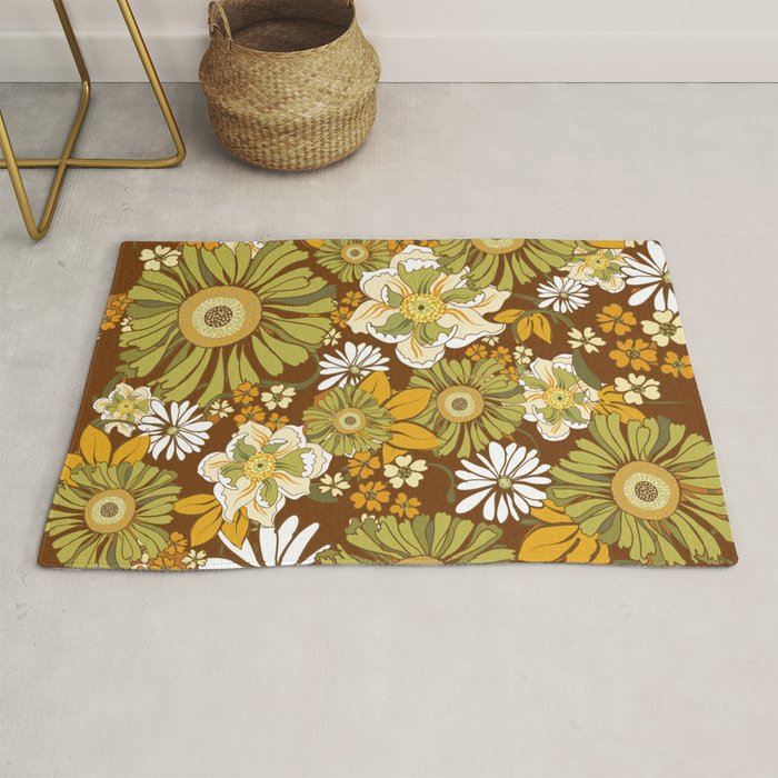70s Retro Flower Power boho pattern Rug Gallery Image 1