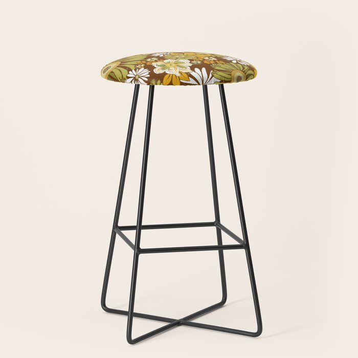 70s Retro Flower Power boho pattern Stool Gallery Image 1