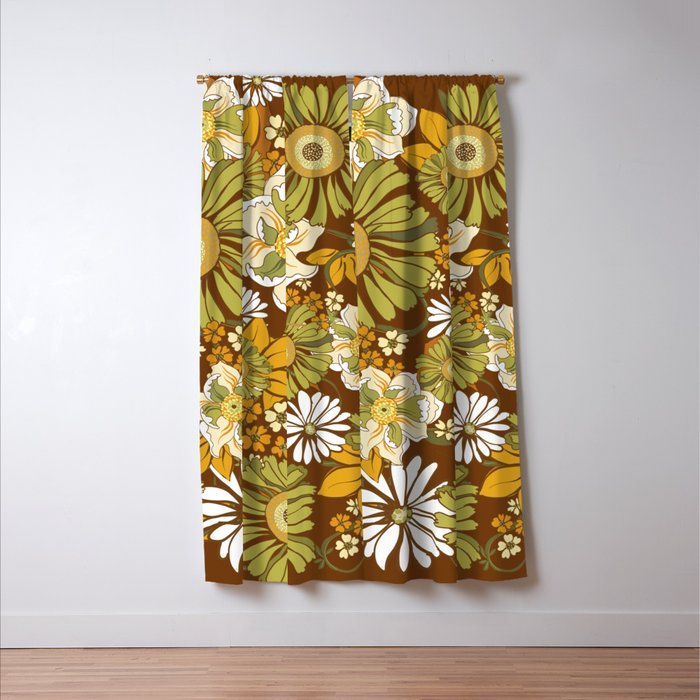 70s Retro Flower Power boho pattern Window Curtain Gallery Image 3