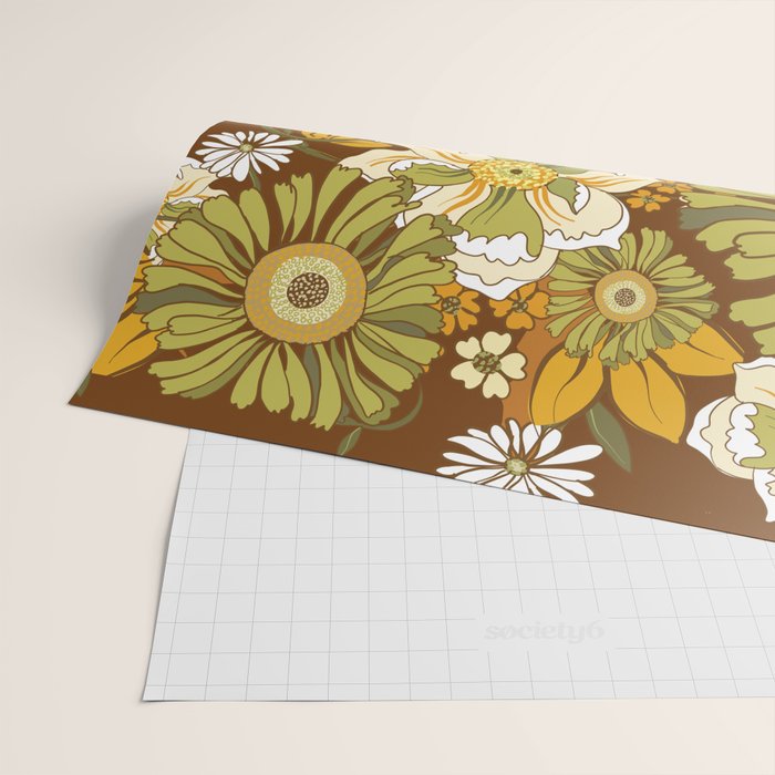 70s Retro Flower Power boho pattern Wrapping Paper Gallery Image 2