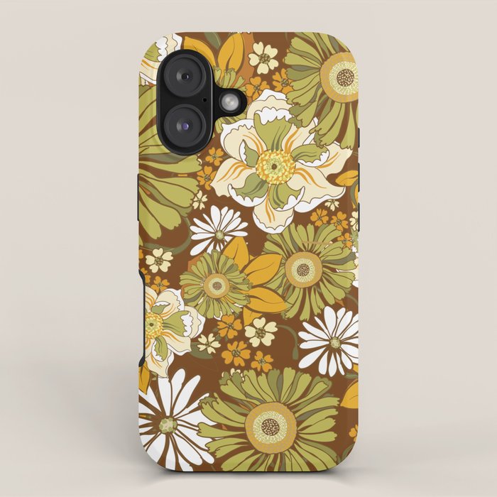 70s Retro Flower Power boho pattern iPhone Case Gallery Image 1