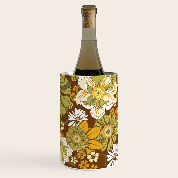 70s Retro Flower Power boho pattern Wine Chiller Gallery Image 1