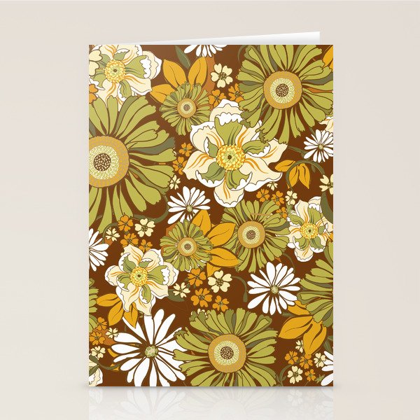 70s Retro Flower Power boho pattern Stationery Card Gallery Image 1