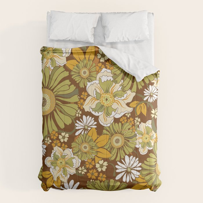 70s Retro Flower Power boho pattern Comforter Gallery Image 6