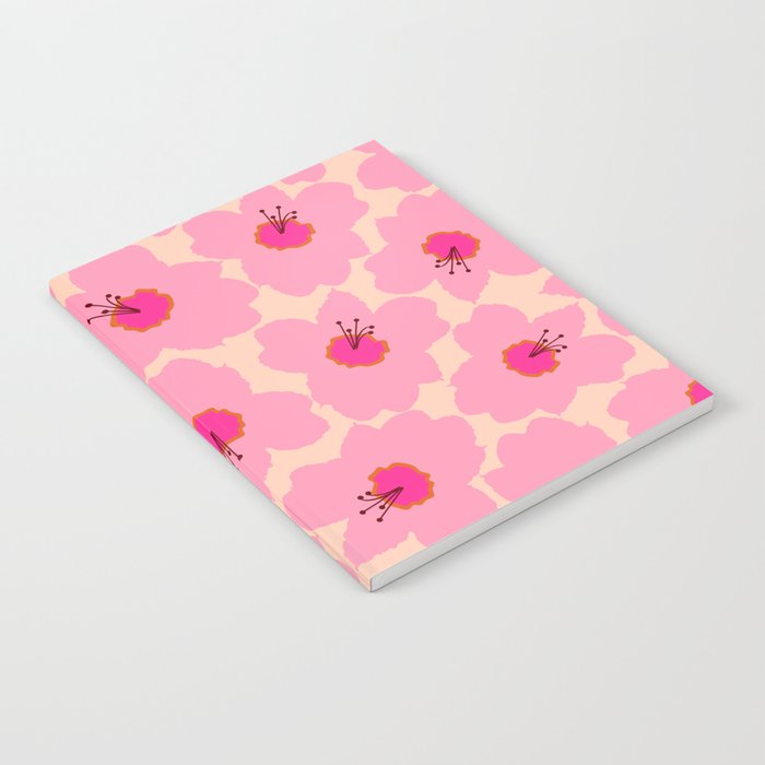 Orange And Pink Retro Floral Notebook Gallery Image 2