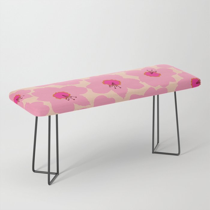 Orange And Pink Retro Floral Bench Gallery Image 1