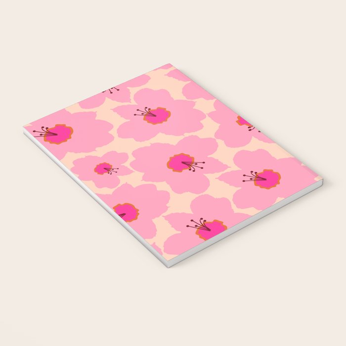 Orange And Pink Retro Floral Notebook Gallery Image 3