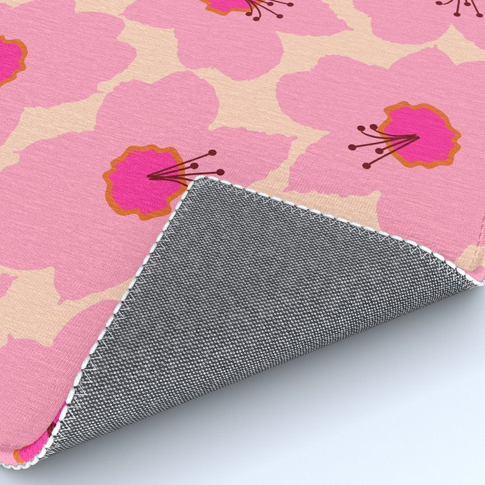 Orange And Pink Retro Floral Rug Gallery Image 4