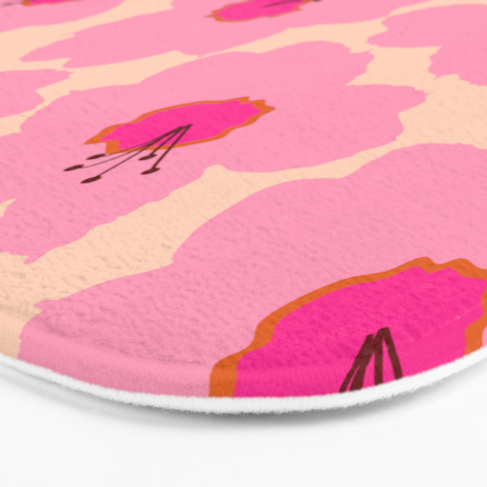 Orange And Pink Retro Floral Bath Mat Gallery Image 3
