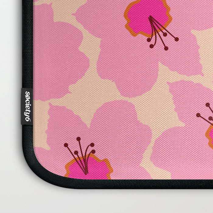 Orange And Pink Retro Floral Laptop Sleeve Gallery Image 3