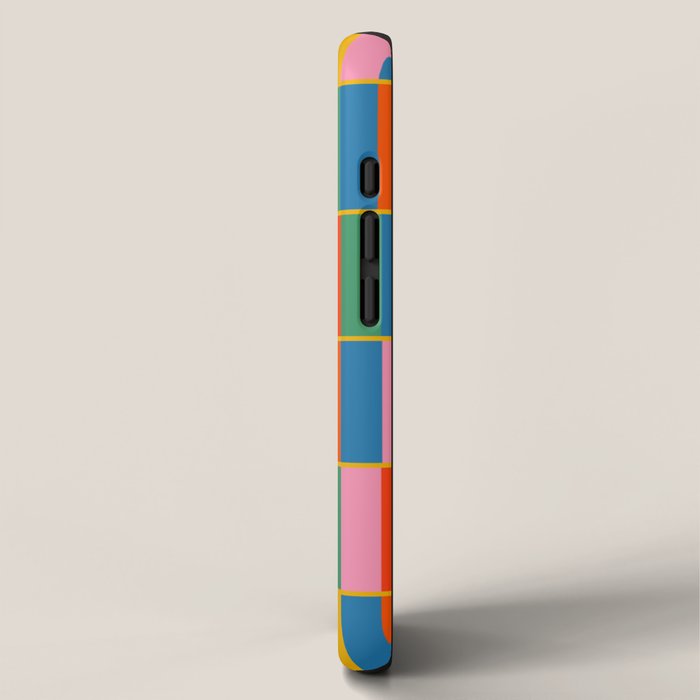 Long Blocks Colourful Geometric Check Pattern in Rainbow Pop Colors iPhone Case Gallery Image 2