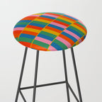 Long Blocks Colourful Geometric Check Pattern in Rainbow Pop Colors Stool Gallery Image 2