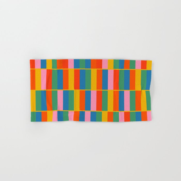 Long Blocks Colourful Geometric Check Pattern in Rainbow Pop Colors Bath Towel Gallery Image 1