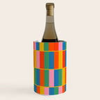 Long Blocks Colourful Geometric Check Pattern in Rainbow Pop Colors Wine Chiller Gallery Image 2
