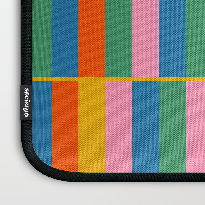 Long Blocks Colourful Geometric Check Pattern in Rainbow Pop Colors Laptop Sleeve Gallery Image 3